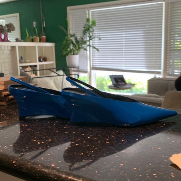 ZARA electric blue wedge slides. Size 38 From Fall 2022. Sold out! Worn 2x. - Picture 5 of 5